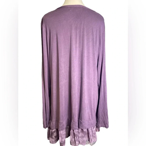 LOGO by Lori Goldstein button front knit cardigan with water colored sheer trim - Picture 4 of 8